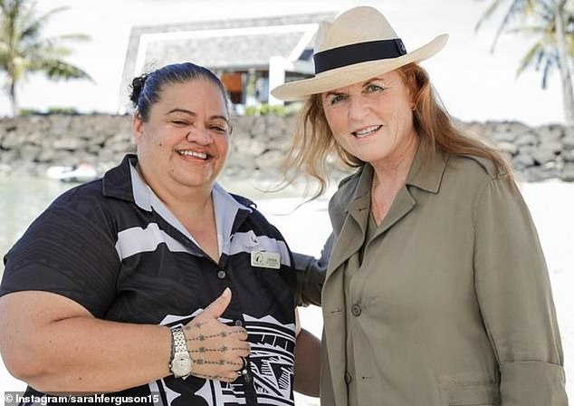 The Duchess of York (pictured right) said the Poutasi Women's Committee 'welcomed (her) with open arms'