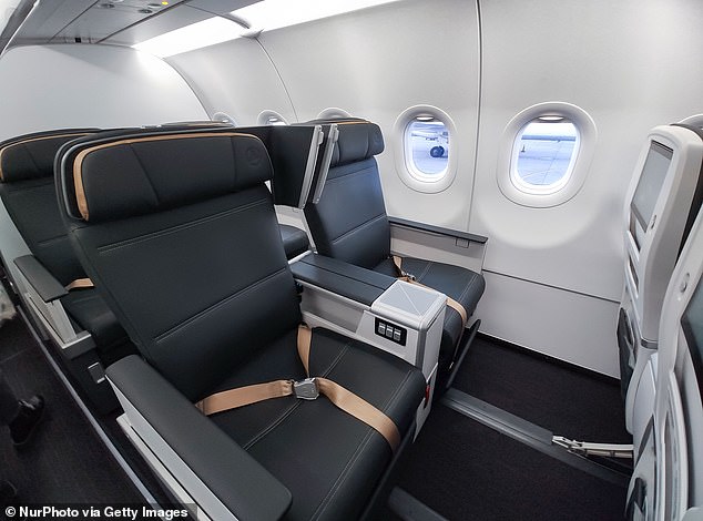 The photo shows a business class cabin of a Turkish Airlines plane.  Adams is facing a corruption investigation over upgrades he received at the airline