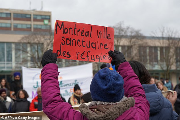 Protesters protest against Canada regularizing undocumented migrants in Montreal, Quebec