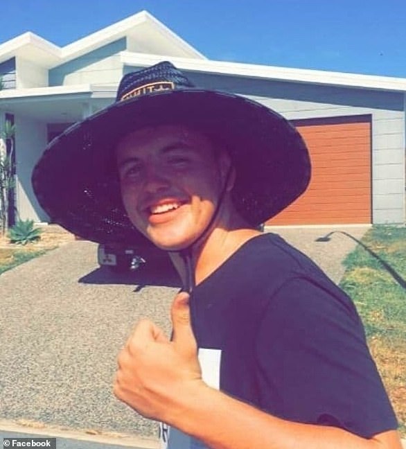 Blayde Barber, 21, (pictured) was found trapped in his car which crashed into a fence post as he left a property in Booie, rural Queensland.  It was initially believed he died from injuries caused by the March 21 car crash