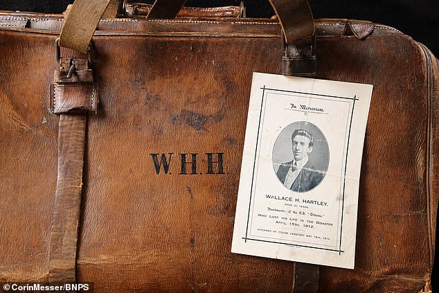 The bag will go under the hammer on April 27.  Sold alongside it is a rare service order for Wallace's funeral held at Colne Cemetery on 18 May 1912.