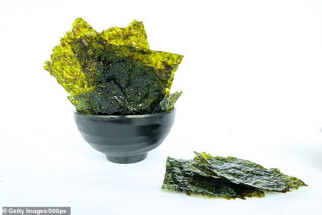 Seaweed, or nori, is used in dishes and as a snack in the Japanese diet