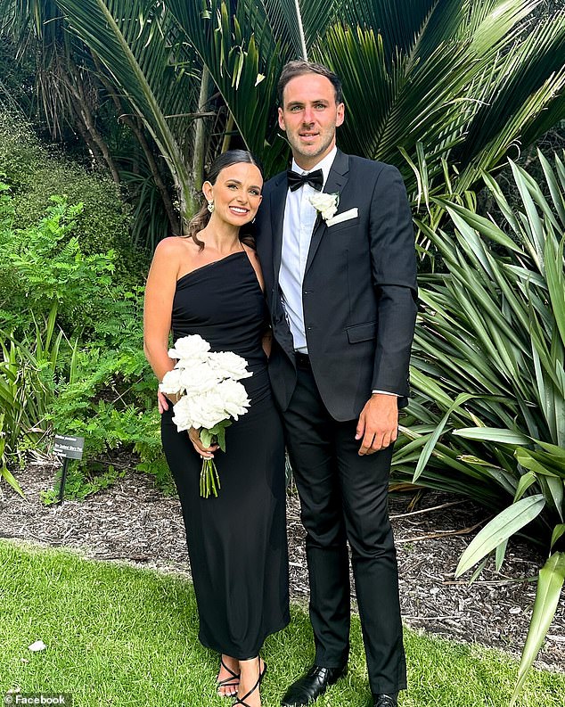 Finlayson, 28, played more than 60 games for Greater Western Sydney before transferring to Port Adelaide (pictured with wife Kellie)