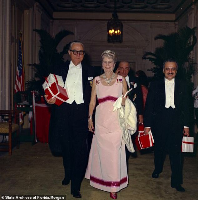 Marjorie Merriweather Post (right) is seen in a Bert Morgan photo as she reigns over a Red Cross ball at the world famous luxury hotel The Breakers