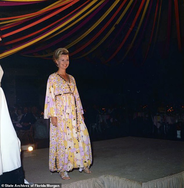 Mrs. George Matthews during a fashion show at the Everglades Club for the St. Mary's Hospital Ball in Palm Beach, March 8, 1969