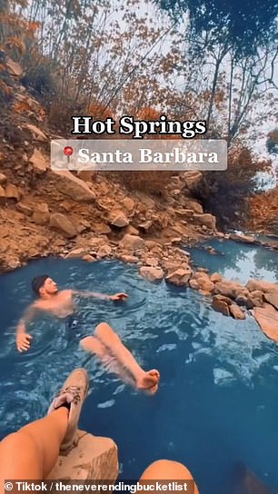 The trail itself leads to breathtaking hot springs with clear blue water pools surrounded by beautiful trees and rocky terrain