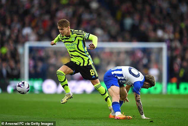 Martin Odegaard helped Arsenal build a lead and saw a stinging shot knocked over