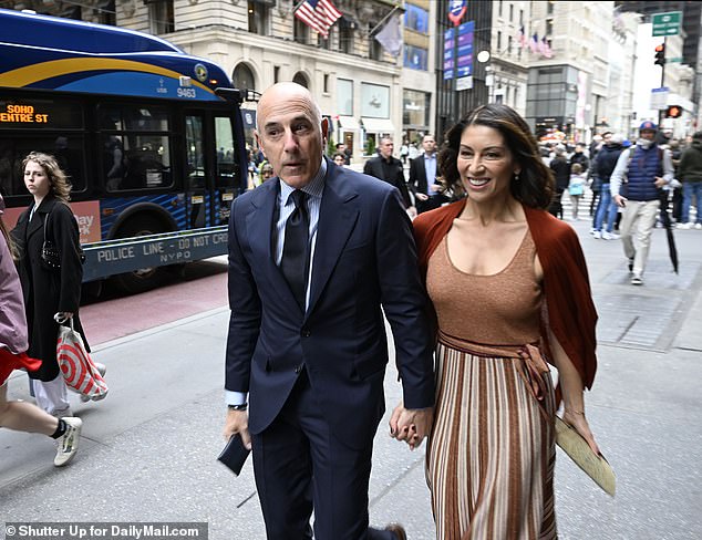 Matt Lauer arrives hand in hand with girlfriend Shamin Abas