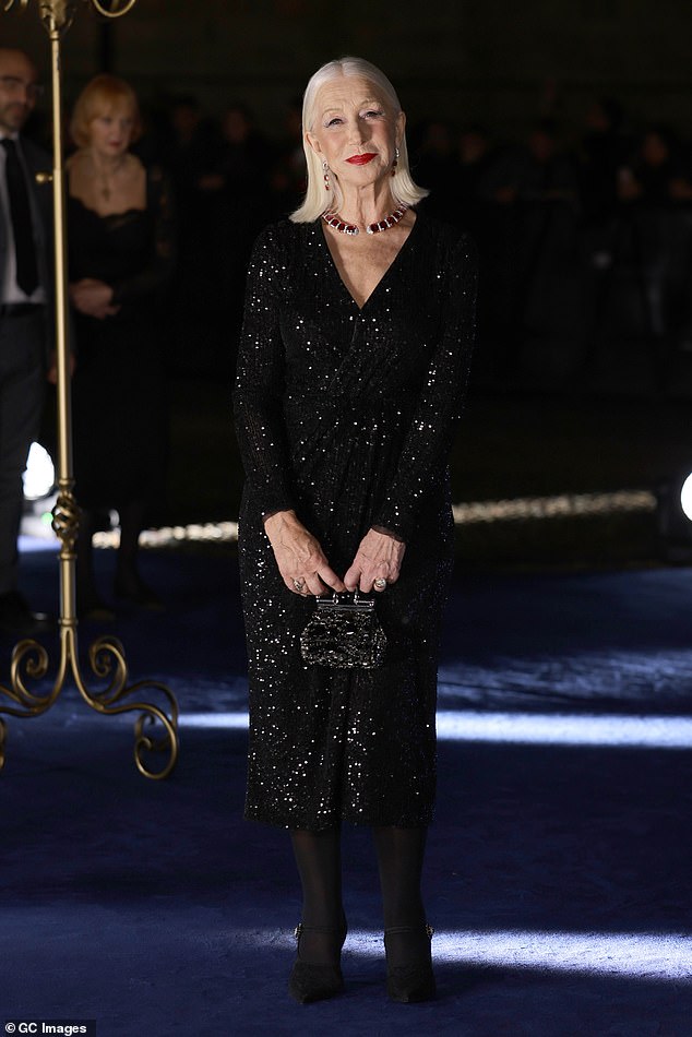 They were joined by Helen Mirren, who wore a sequin midi dress