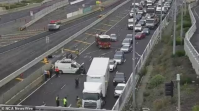 Police and emergency services gradually clear congestion on the Western Freeway on December 11