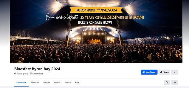 A Facebook page, created in November 2023, imitates the festival's official page and looks very convincing at a glance.  The fake page is pictured