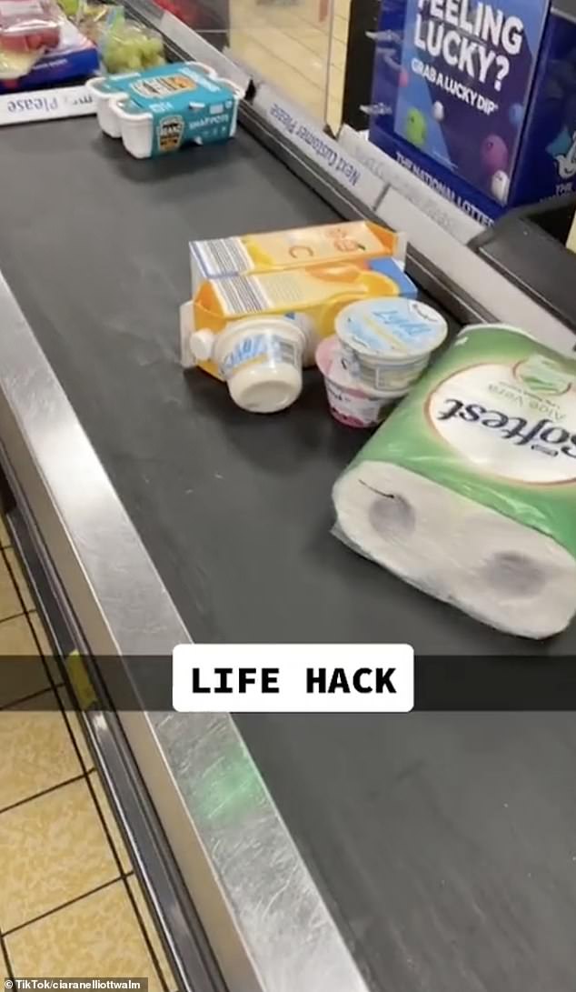 Ciaran's 'life hack' showed shoppers how to bypass the queue by simply separating items with large gaps in between