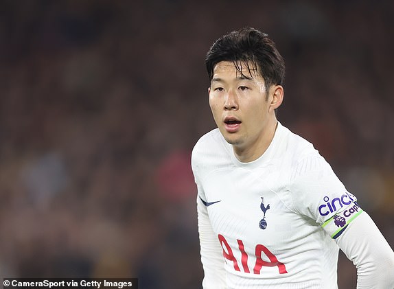 LONDON, ENGLAND – APRIL 2: Tottenham Hotspur's Son Heung-Min during the Premier League match between West Ham United and Tottenham Hotspur at the London Stadium on April 2, 2024 in London, England.  (Photo by Rob Newell - CameraSport via Getty Images)