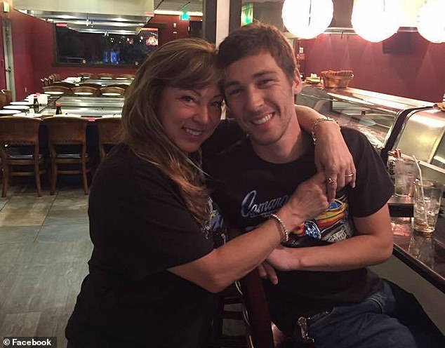 Francine Salazar, pictured with son Tyler, said: 'Before he got on the plane, he knelt down and prayed, made his peace with God, then turned around and gave me a big, huge hug.'