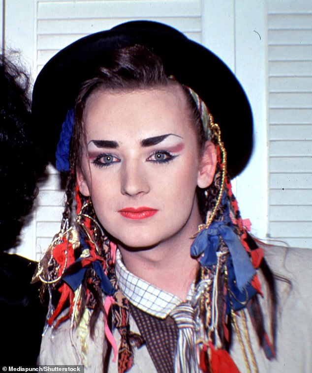 She said that she and Boy George often wear equally heavy makeup (Boy George pictured in 1983)