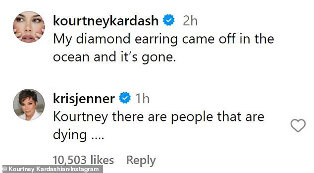 Momager Kris Jenner started the joke when she – along with a large number of her daughter's followers – quoted Kourtney's famous response: 