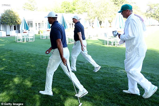 The legend bypassed the practice area and headed to the green near the clubhouse