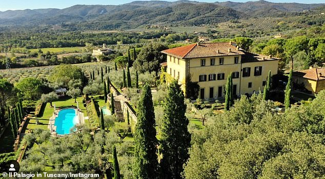 It features nine bedrooms and eight bathrooms, attended by fifteen staff, and the couple's guests included Sir Bob Geldof of Band Aid and actor Dustin Hoffman.