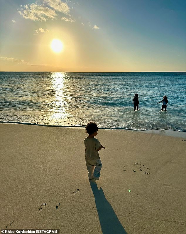 True's mother, twenty-five-month-old Tatum, also shared photos of her children enjoying the clear Caribbean sea