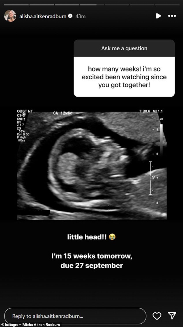 The reality star later shared a post on Instagram revealing her due date of September 27 and gave some insight into their fertility journey