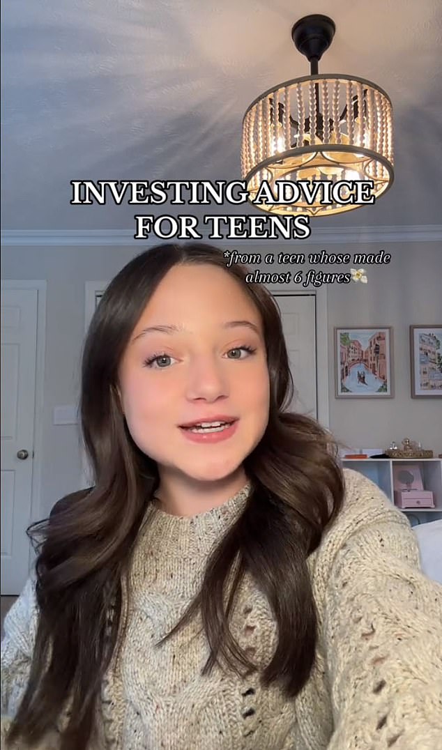 The teenager claims to have earned almost six figures through her multiple income streams, including investments in stocks like Tesla and Amazon