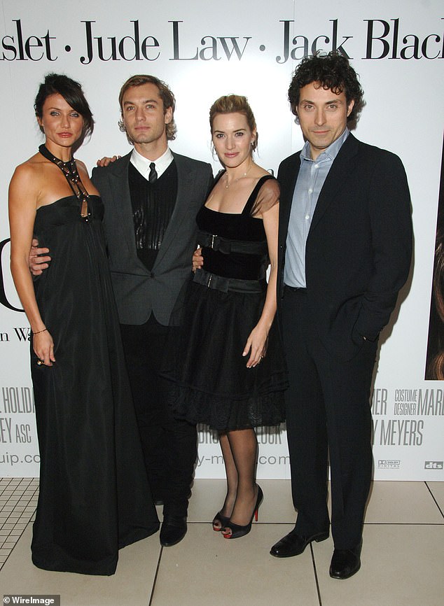 The actors co-starred in The Holiday as Rufus' character Jasper, and left Kate's character Iris, who was in love with him, heartbroken by announcing his engagement to another woman at Christmas (pictured with co-stars Cameron Diaz and Jude Law)
