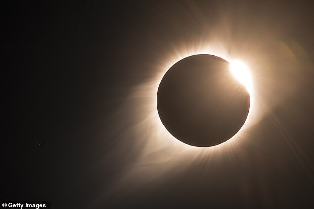 A total solar eclipse occurs when the moon and sun are perfectly aligned and the moon is close enough to us to cover the entire sun from our perspective.  While Texas will be the first state to see the celestial event, Oklahoma will be next at around 1:45 PM CT, followed by Arkansas at 1:51 PM ET and Missouri about five minutes later.