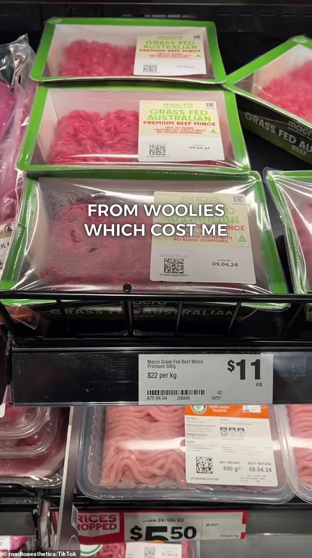 The grass-fed beef from Woolworths cost Mr West $11