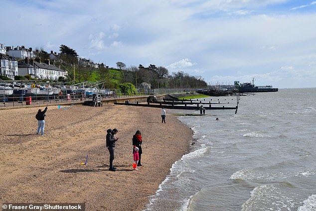 March sunshine and fine weather in the picturesque fishing village of Leigh-on-Sea in Essex, March 23, 2024