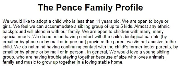 He and his wife, Michelle, adopted five children from an upstate New York couple who Pence later targeted in the murder scheme, believing they were abusing the children.