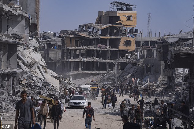 An estimated 55% of buildings in the Khan Younis area, approximately 45,000 buildings, have been destroyed or damaged