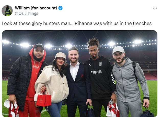 One supporter, on the other hand, called Rihanna a true fan and shared a photo from her visit to Arsenal in 2018, even though she was only there as a PUMA representative