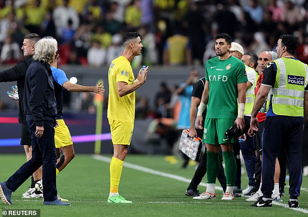 Ronaldo was outraged after the decision and appeared to say fans were witnessing a 'robbery'