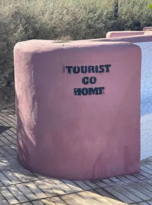 Graffiti has appeared in the Canary Islands telling tourists to 'go home' and accusing holidaymakers of causing 'misery' to locals