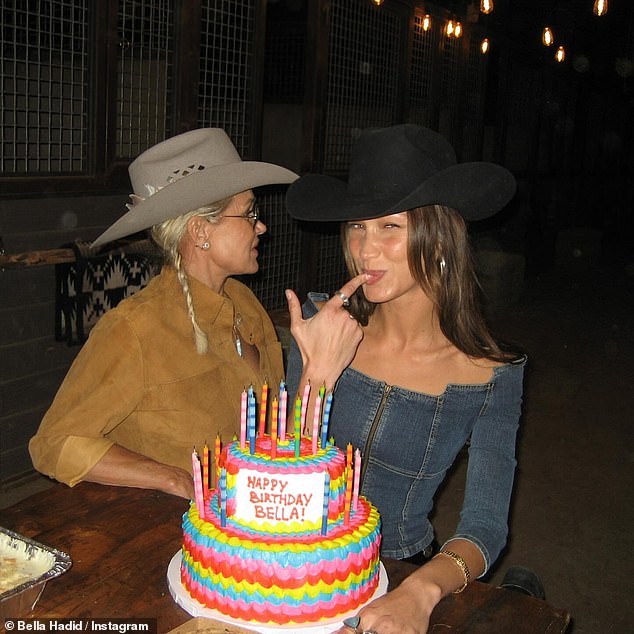 Here, Bella is seen on her birthday in October with her mother Yolanda Hadid