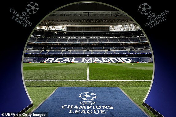 MADRID, SPAIN - APRIL 09: The pitch arch before the UEFA Champions League quarter-final first leg between Real Madrid CF and Manchester City at Estadio Santiago Bernabeu on April 9, 2024 in Madrid, Spain.  (Photo by Gonzalo Arroyo - UEFA/UEFA via Getty Images)