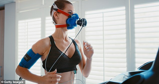 VO2 max is traditionally calculated by measuring the amount of oxygen you take in while running at top speed for several minutes, as above.