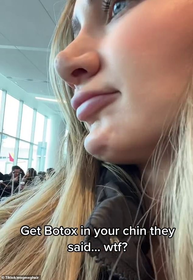 Megan Carlisle, 35, posted a video to TikTok showing the results of the Botox that left her chin 'messed up' with strange swelling and a bumpy appearance