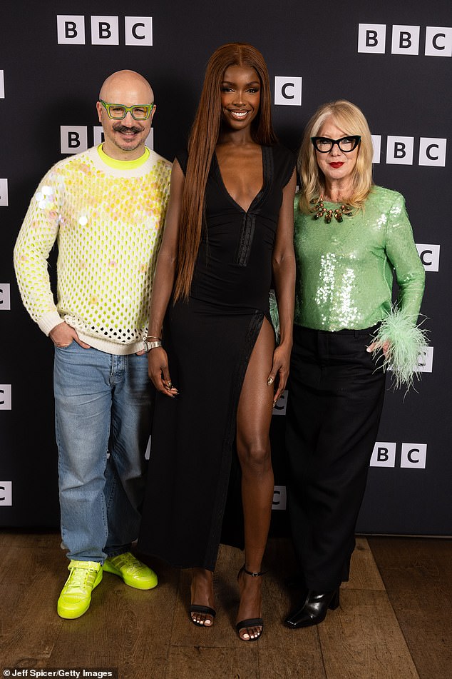 Leomie posed with the show's judges Dominic Skinner and Val Garland at the event