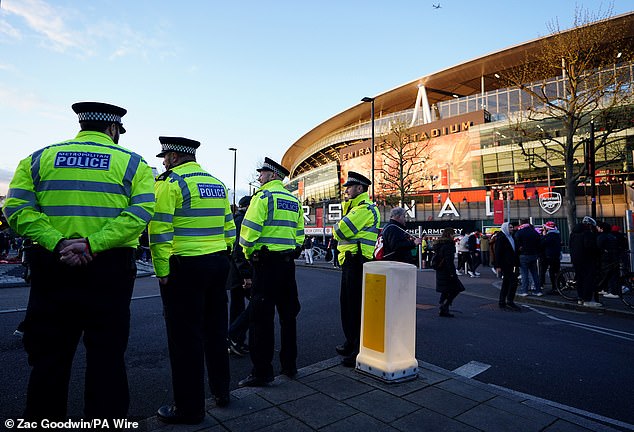 The police presence in the Emirates was visibly increased in an attempt to reassure supporters