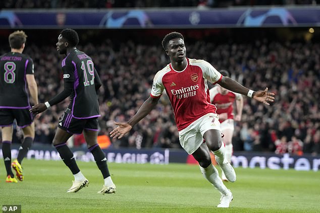 Bukayo Saka opened the scoring at the Emirates with a stunning finish against Bayern Munich