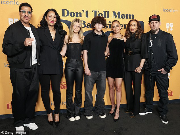 Nicole's husband Joel Madden, their daughter Harlow, 16, and 14-year-old son Sparrow were on hand to show their support at the Los Angeles premiere last week, as were her father Lionel Richie and his girlfriend Lisa Parigi