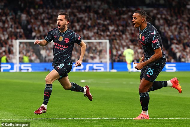 A jubilant Silva drives away in celebration after silencing the early doors of the Bernabeu