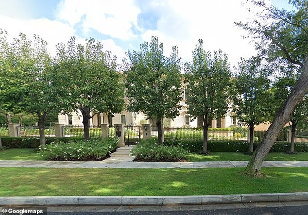 Street view of the Beverly Hills mansion that Alipour's father built in 2010