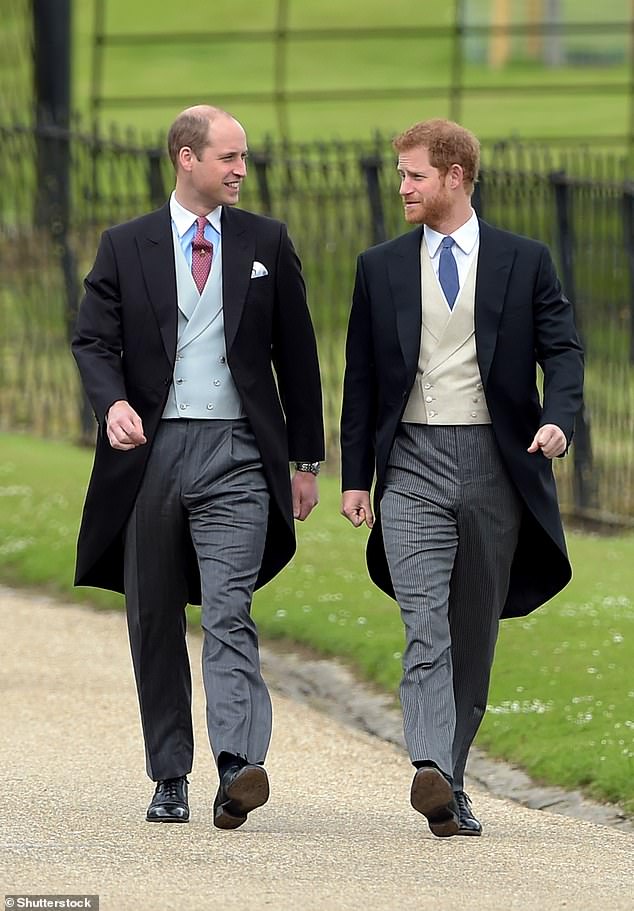 While Harry said he left Britain with Meghan 'out of fear for our lives', William (left) appears to be able to live a fairly normal life