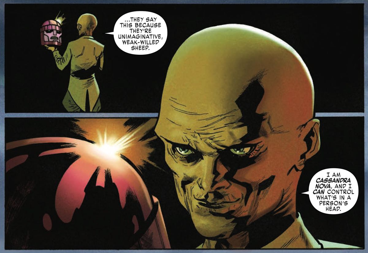 X-Men villain Cassandra Nova, seen in X-Men: Red #1, Marvel Comics 2018.