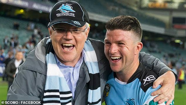 Morrison was a regular face at Sharks matches, pictured with premiership-winning former halfback Chad Townsend