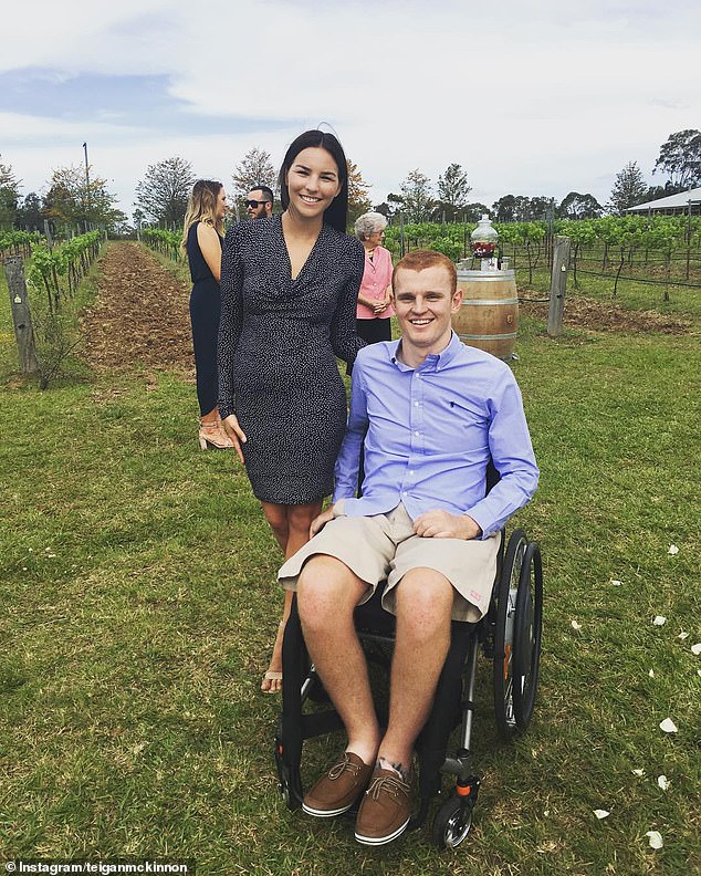 NRL star Alex McKinnon (right) and Power split in January 2022 after five years of marriage, but their divorce was only made public three months later