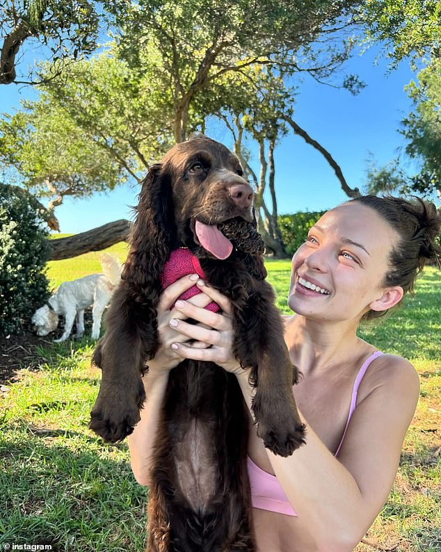 Abbie posted an adorable photo of the dog in the park