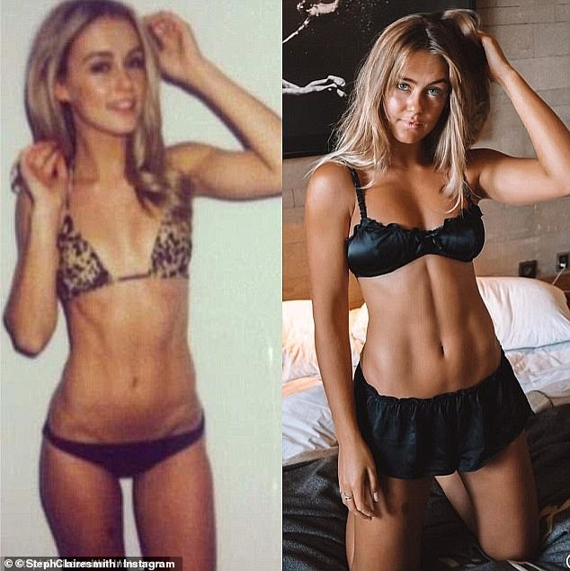 Steph recently revealed how her eating disorder inspired her hugely successful business, Keep it Cleaner.  On the left in the photo as a 19-year-old